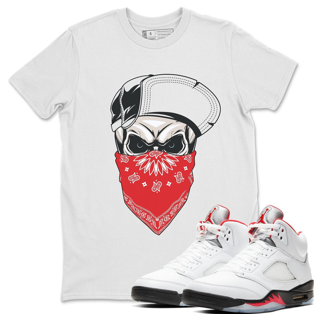 Skull Hat Match White Tee Shirts | Fire Red
