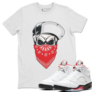 Skull Hat Match White Tee Shirts | Fire Red