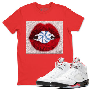 Lips Candy Match Red Tee Shirts | Fire Red
