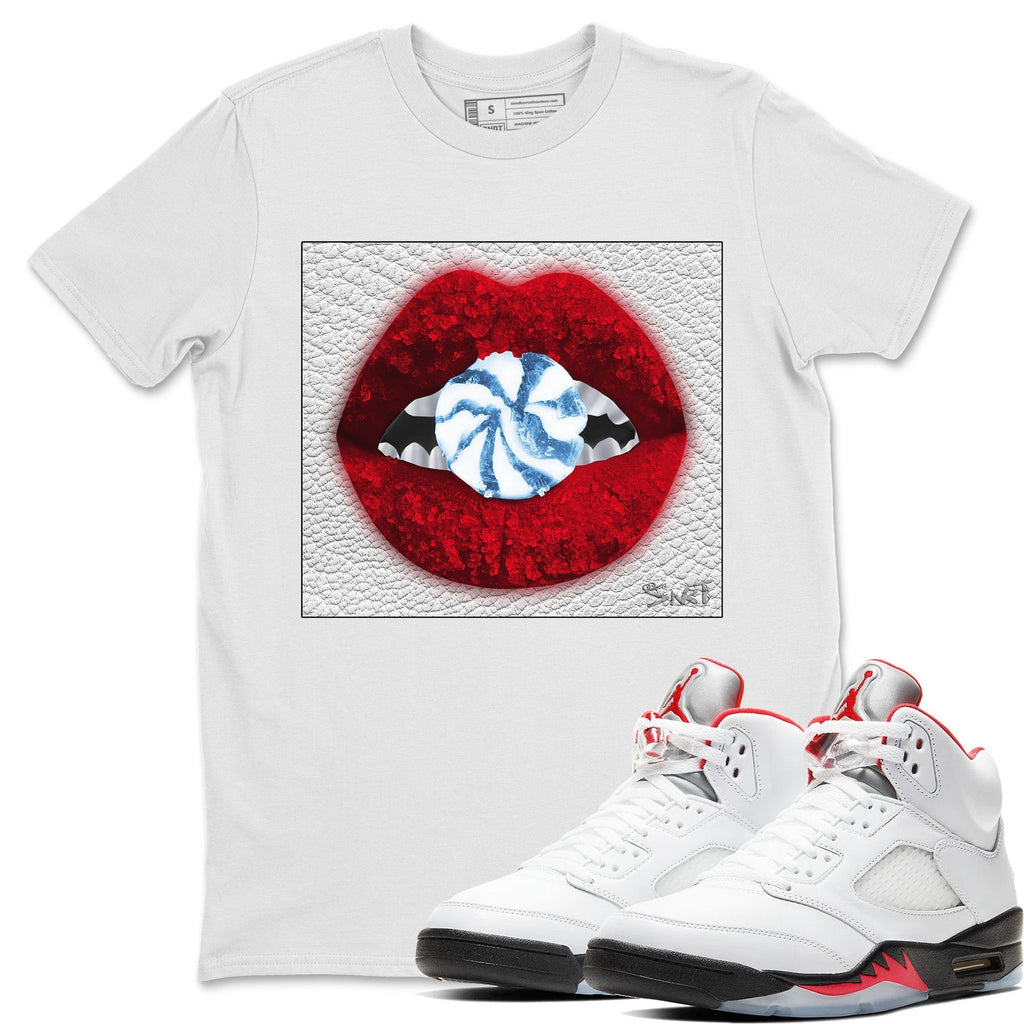 Lips Candy Match White Tee Shirts | Fire Red