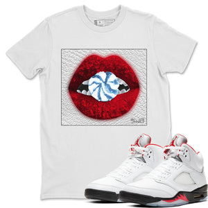 Lips Candy Match White Tee Shirts | Fire Red