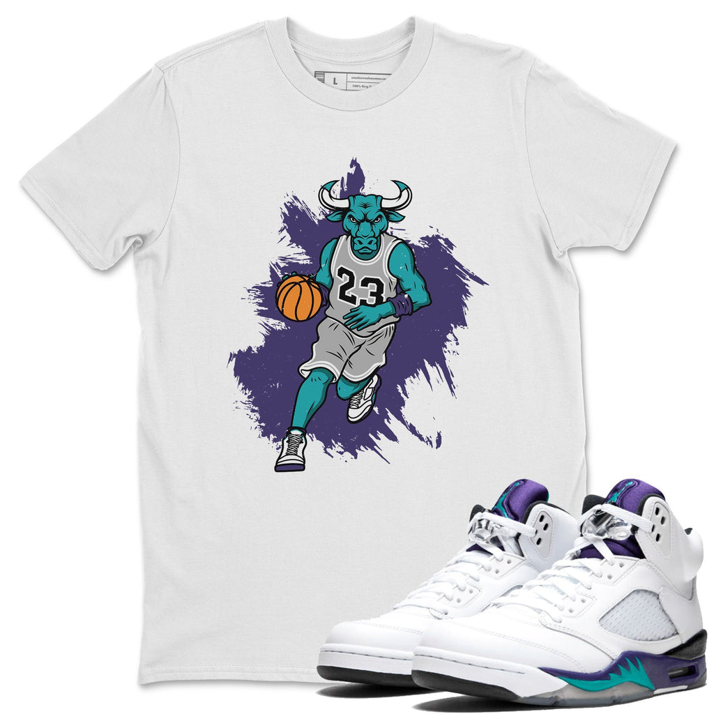 Bull Figure Match White Tee Shirts | Grape