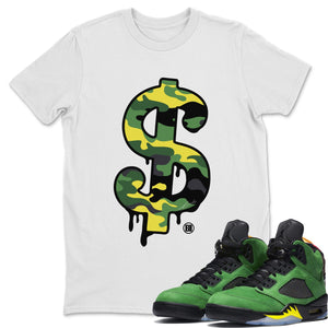 Dollar Camo Match White Tee Shirts | Oregon Ducks