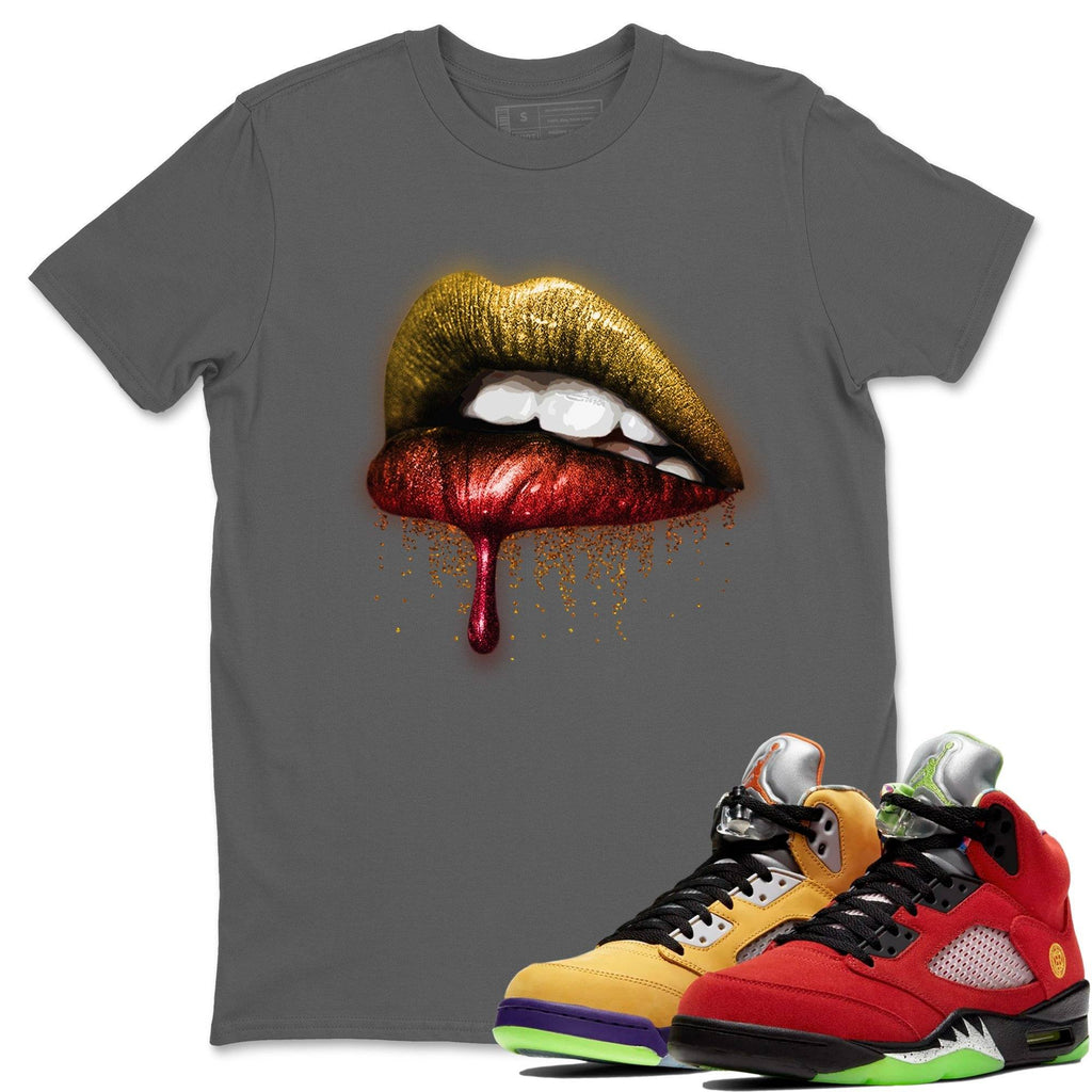 Dripping Lips Match Cool Grey Tee Shirts | What The