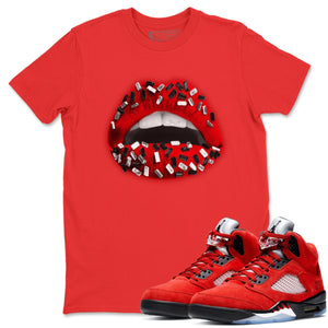 Lips Jewel Match Red Tee Shirts | Raging Bull