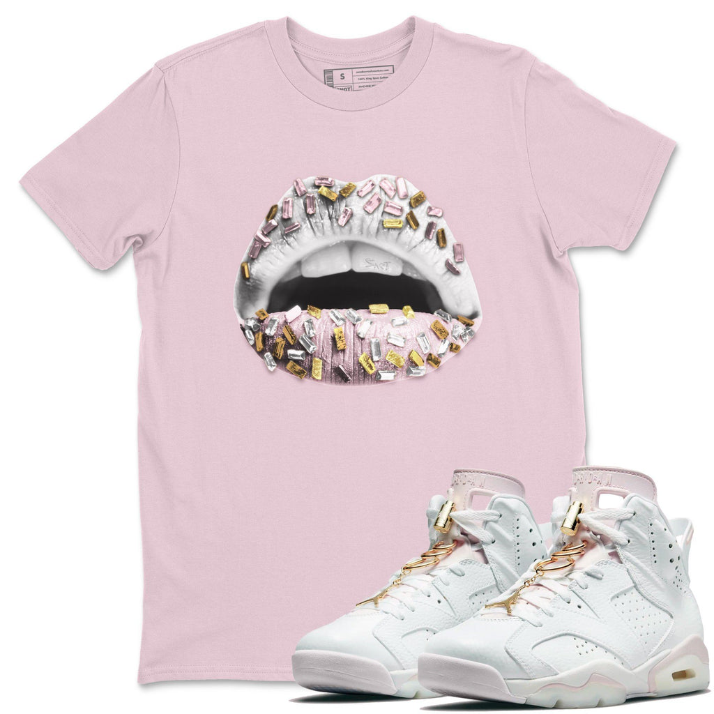 Lips Jewel Match Pink Tee Shirts | Gold Hoops