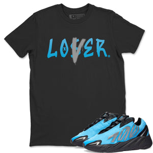 Loser Lover Match Black Tee Shirts | Bright Cyan
