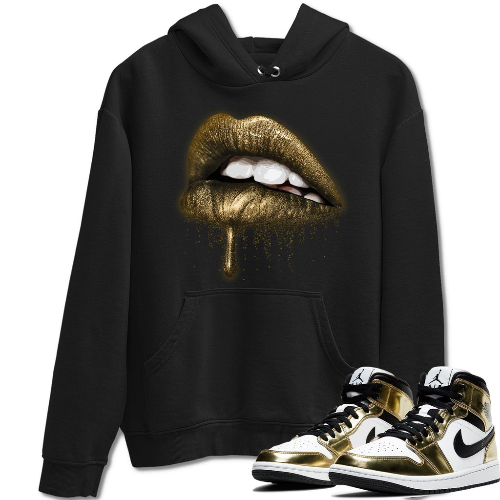 Dripping Lips Match Hoodie | Metallic Gold