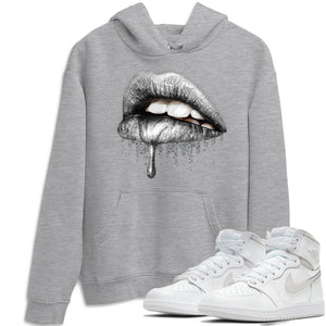 Dripping Lips Match Hoodie | Neutral Grey