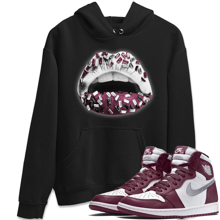 Lips Jewel Match Hoodie | Bordeaux