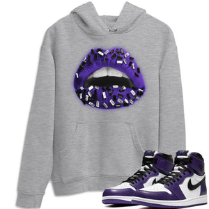 Lips Jewel Match Hoodie | Court Purple