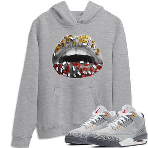 Lips Jewel Match Hoodie | Cool Grey