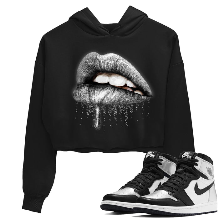 Dripping Lips Match Crop Hoodie | Silver Toe