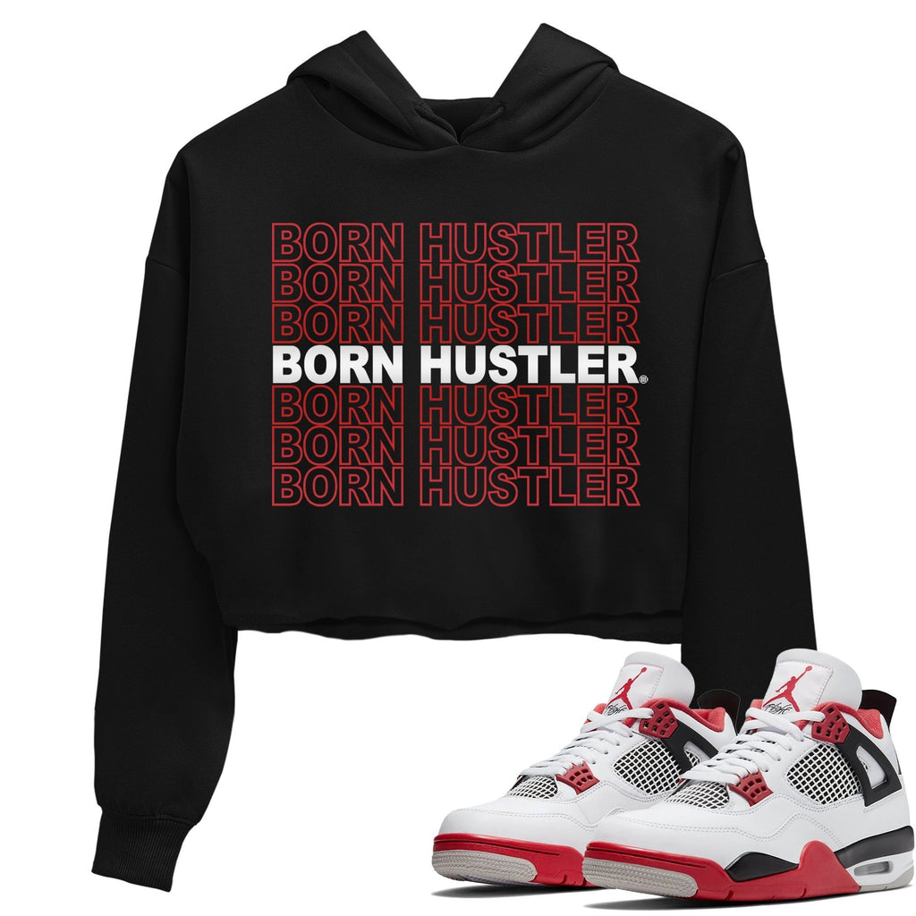 Born Hustler Match Crop Hoodie | Fire Red