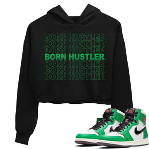 Born Hustler Match Crop Hoodie | Lucky Green