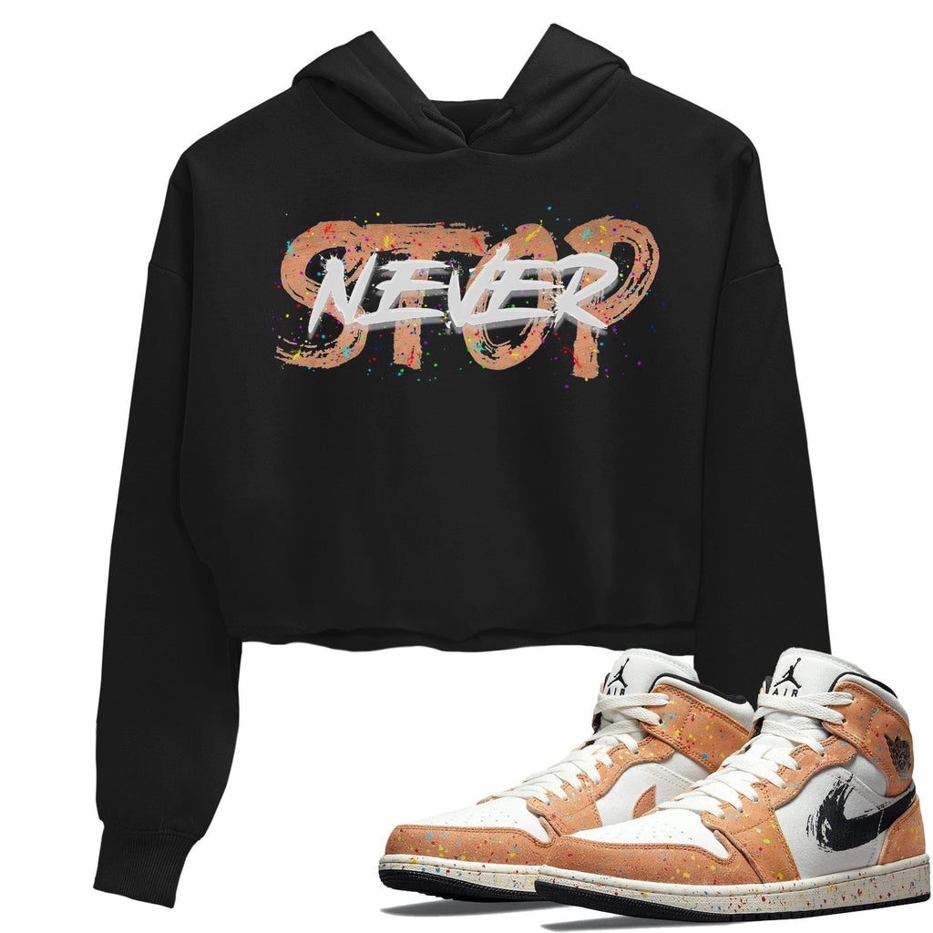 Never Stop Match Crop Hoodie | Brushstroke