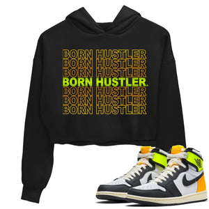 Born Hustler Match Crop Hoodie | Volt Gold