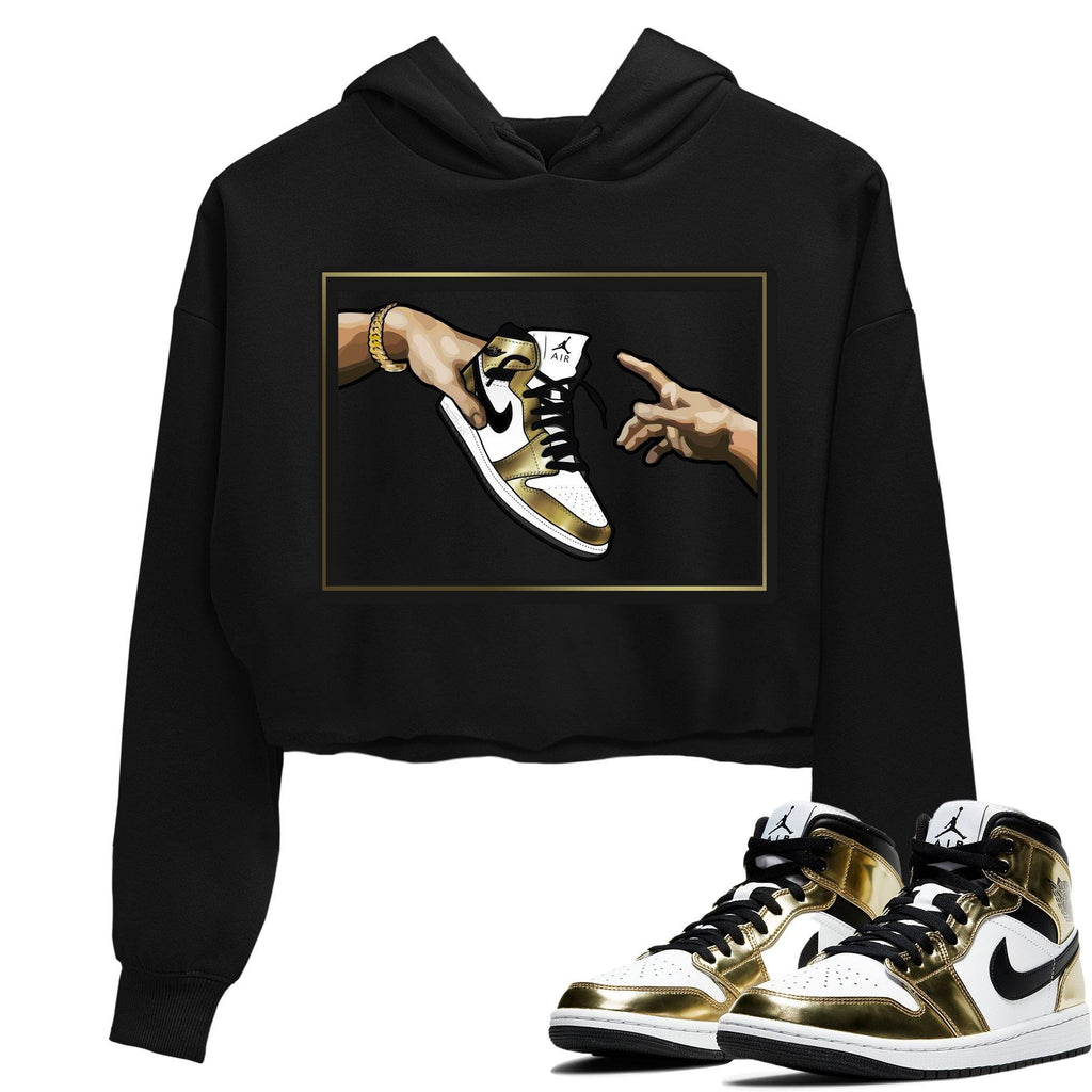 Adam's Creation Match Crop Hoodie | Metallic Gold