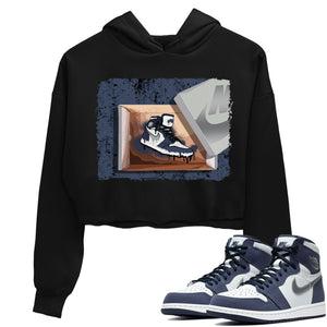 New Kicks Match Crop Hoodie | Midnight Navy