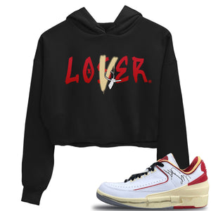 Loser Lover Match Crop Hoodie | White Red