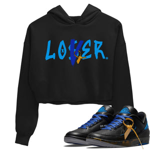 Loser Lover Match Crop Hoodie | Black Royal