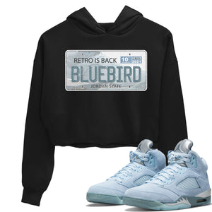 J Plate Match Crop Hoodie | Blue Bird
