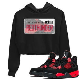 J Plate Match Crop Hoodie | Red Thunder