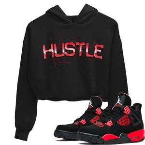 Electric Hustle Match Crop Hoodie | Red Thunder