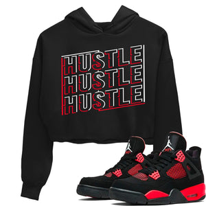 New Hustle Match Crop Hoodie | Red Thunder