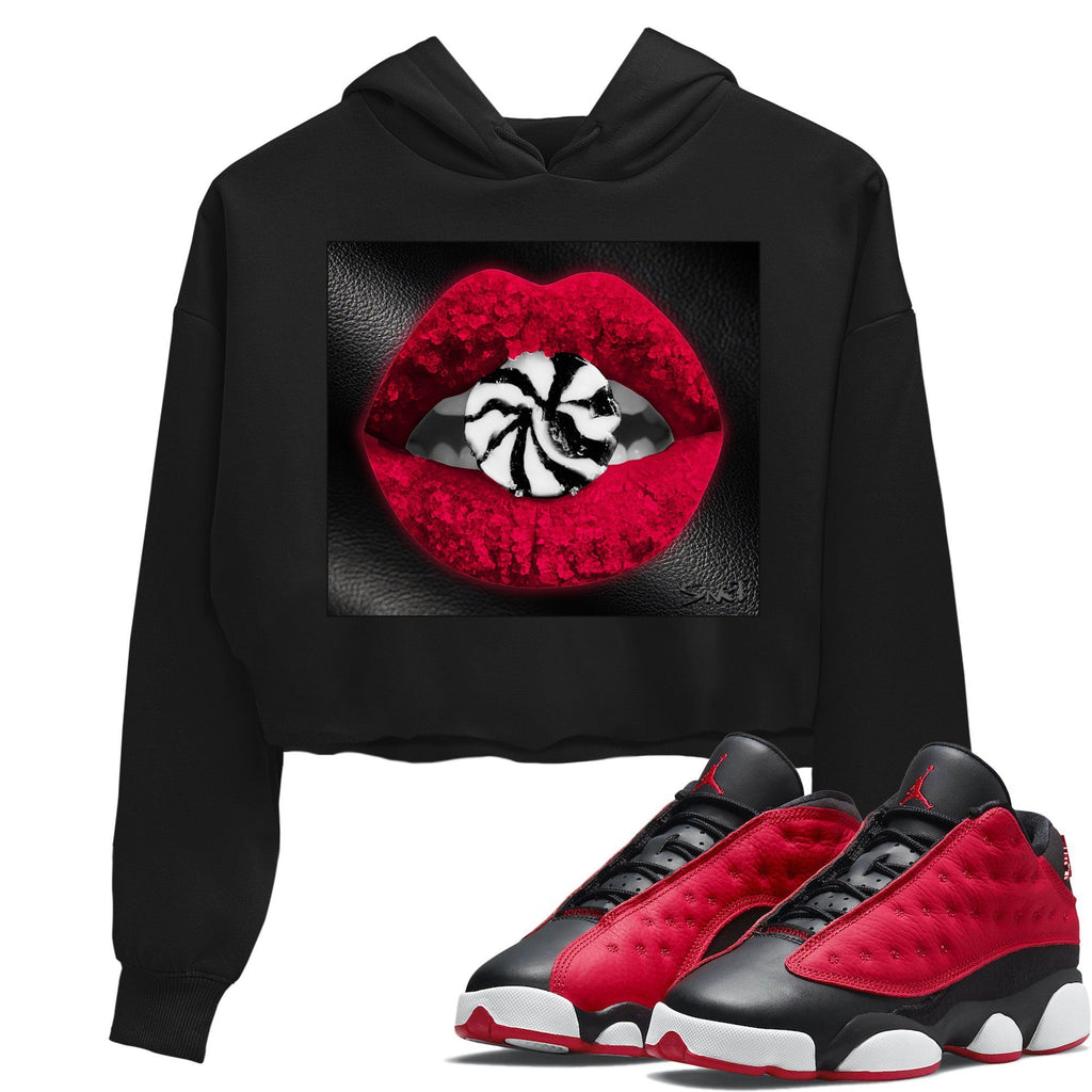 Lips Candy Match Crop Hoodie | Very Berry