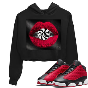 Lips Candy Match Crop Hoodie | Very Berry