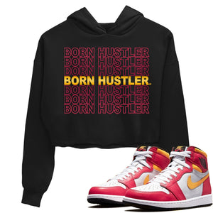 Born Hustler Match Crop Hoodie | Light Fusion Red