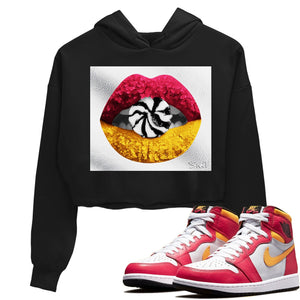 Lips Candy Match Crop Hoodie | Light Fusion Red