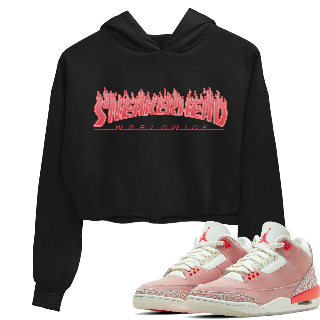 Fire Sneakerhead Match Crop Hoodie | Rust Pink