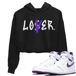 Loser Lover Match Crop Hoodie | WMNS Court Purple