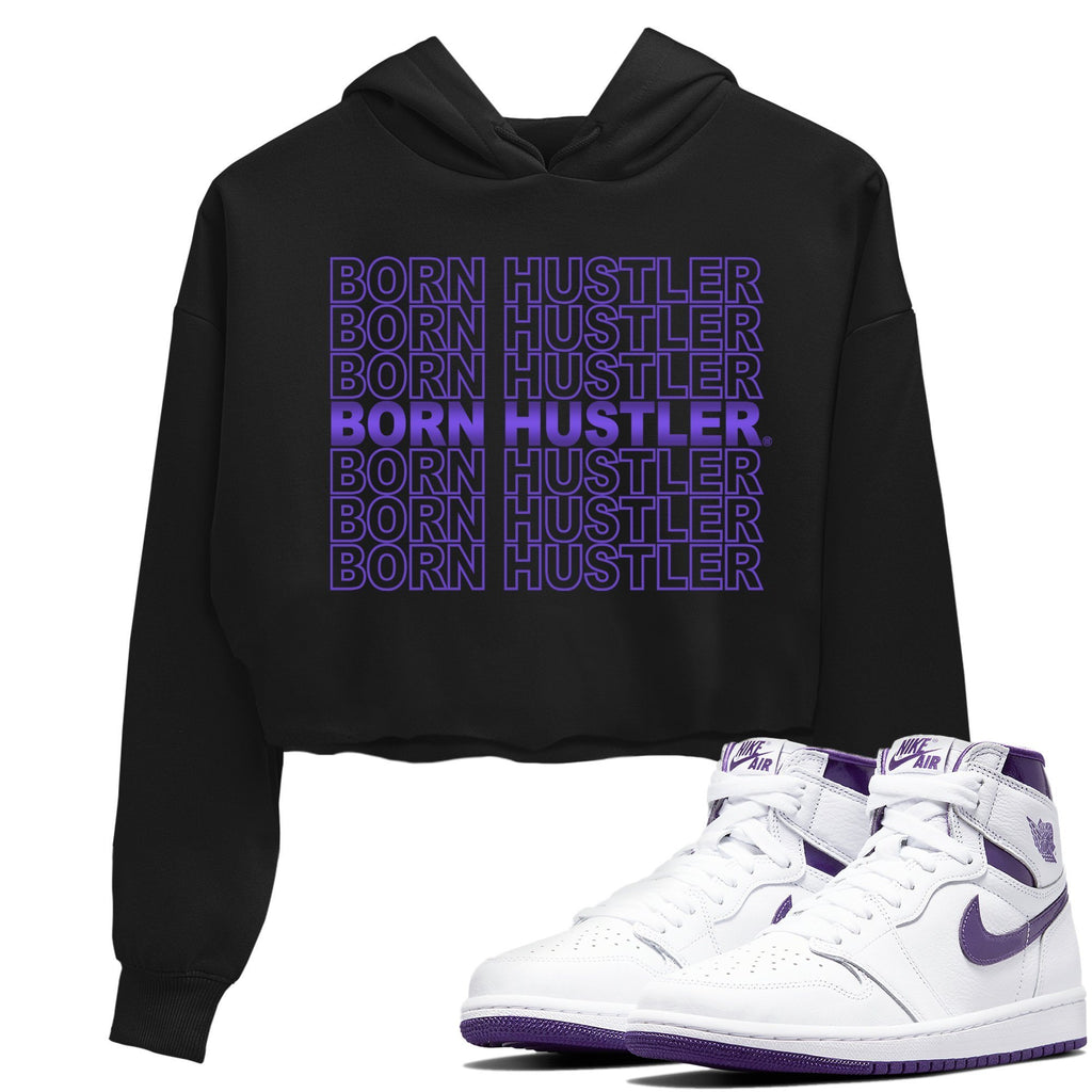 Born Hustler Match Crop Hoodie | WMNS Court Purple