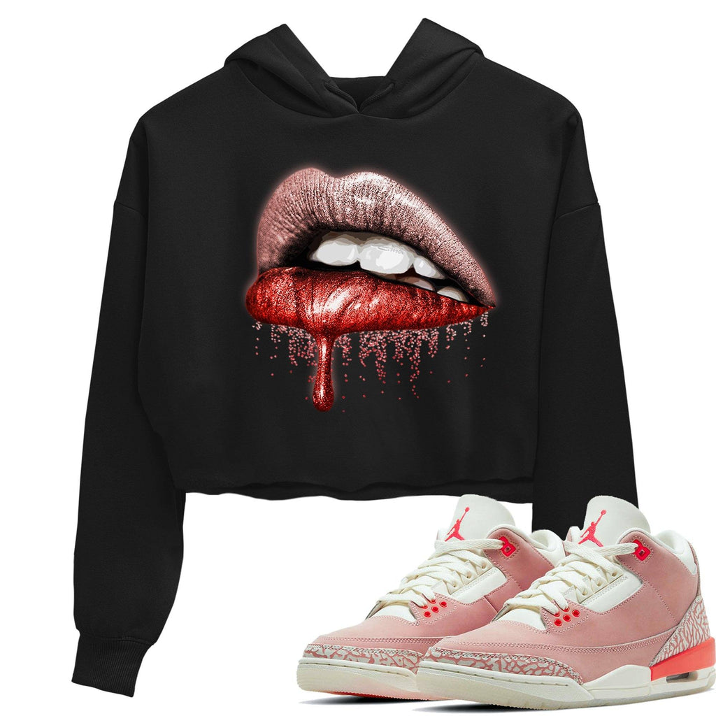 Dripping Lips Match Crop Hoodie | Rust Pink