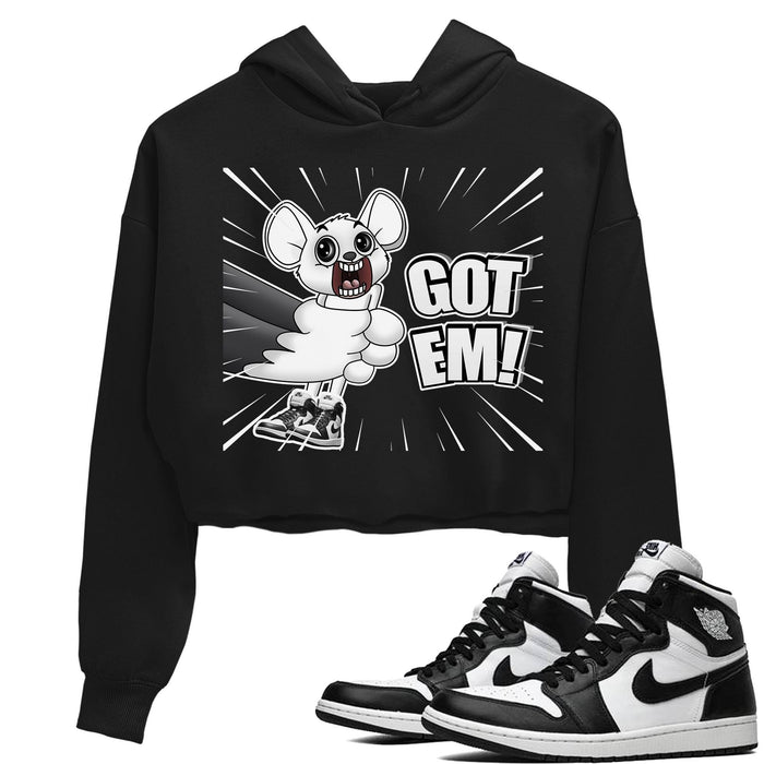 T&J Got Em Match Crop Hoodie | Black White