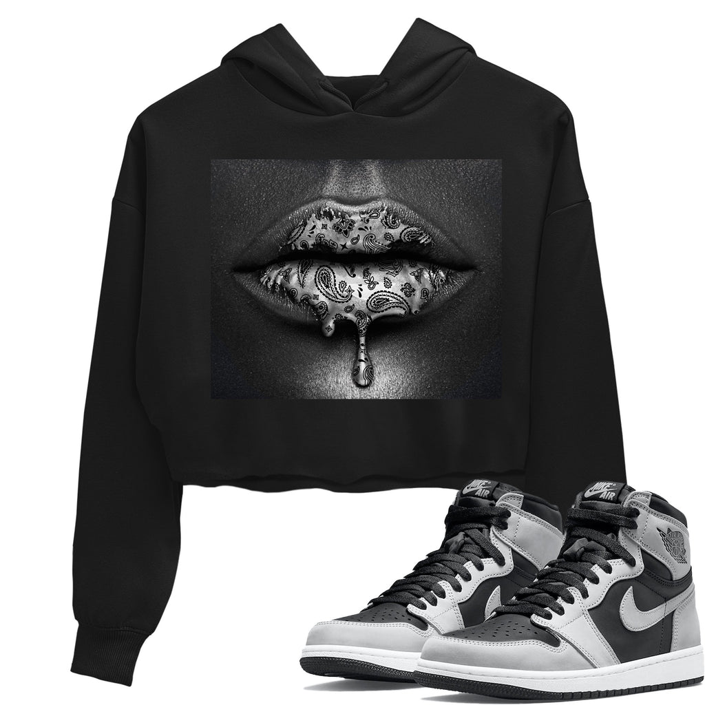 Bandana Lips Match Crop Hoodie | Shadow 2.0