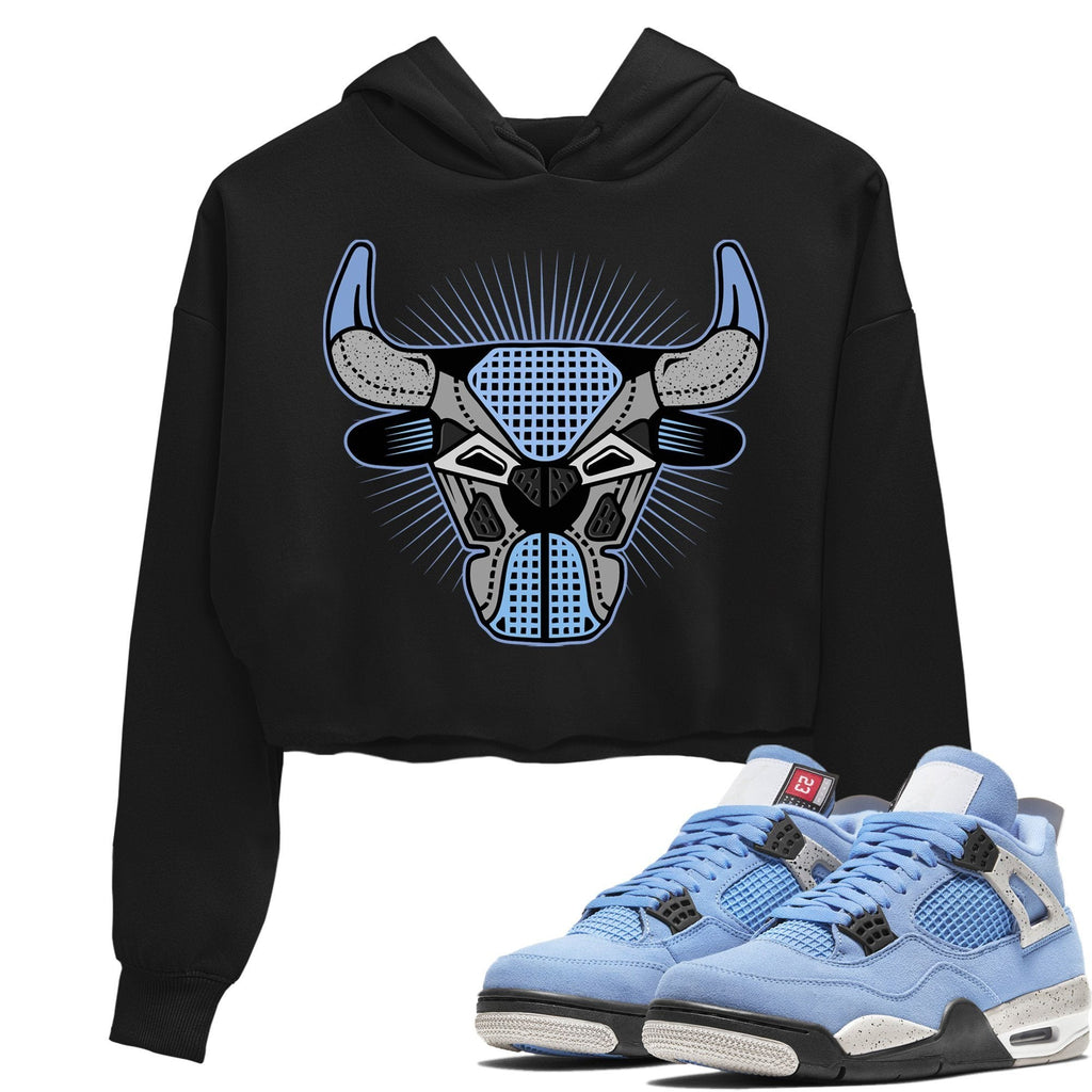 Bull Head Match Crop Hoodie | University Blue