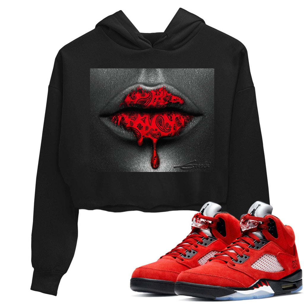 Bandana Lips Match Crop Hoodie | Raging Bull