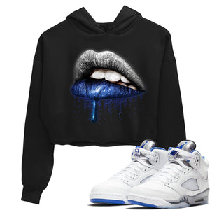 Dripping Lips Match Crop Hoodie | Stealth