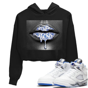 Bandana Lips Match Crop Hoodie | Stealth