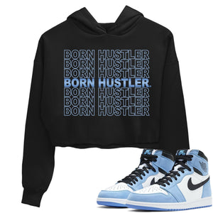 Born Hustler Match Crop Hoodie | University Blue