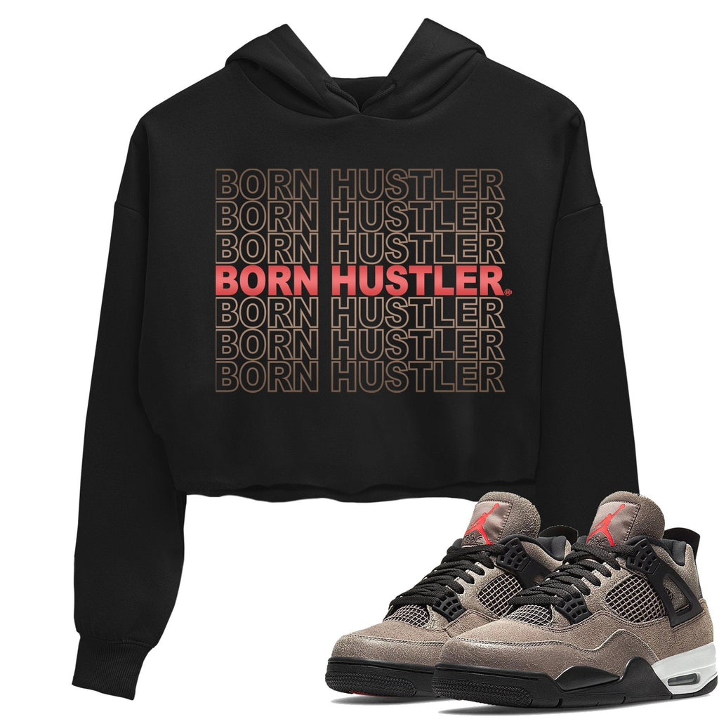 Born Hustler Match Crop Hoodie | Taupe Haze