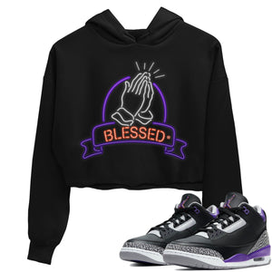 Blessed Match Crop Hoodie | Court Purple