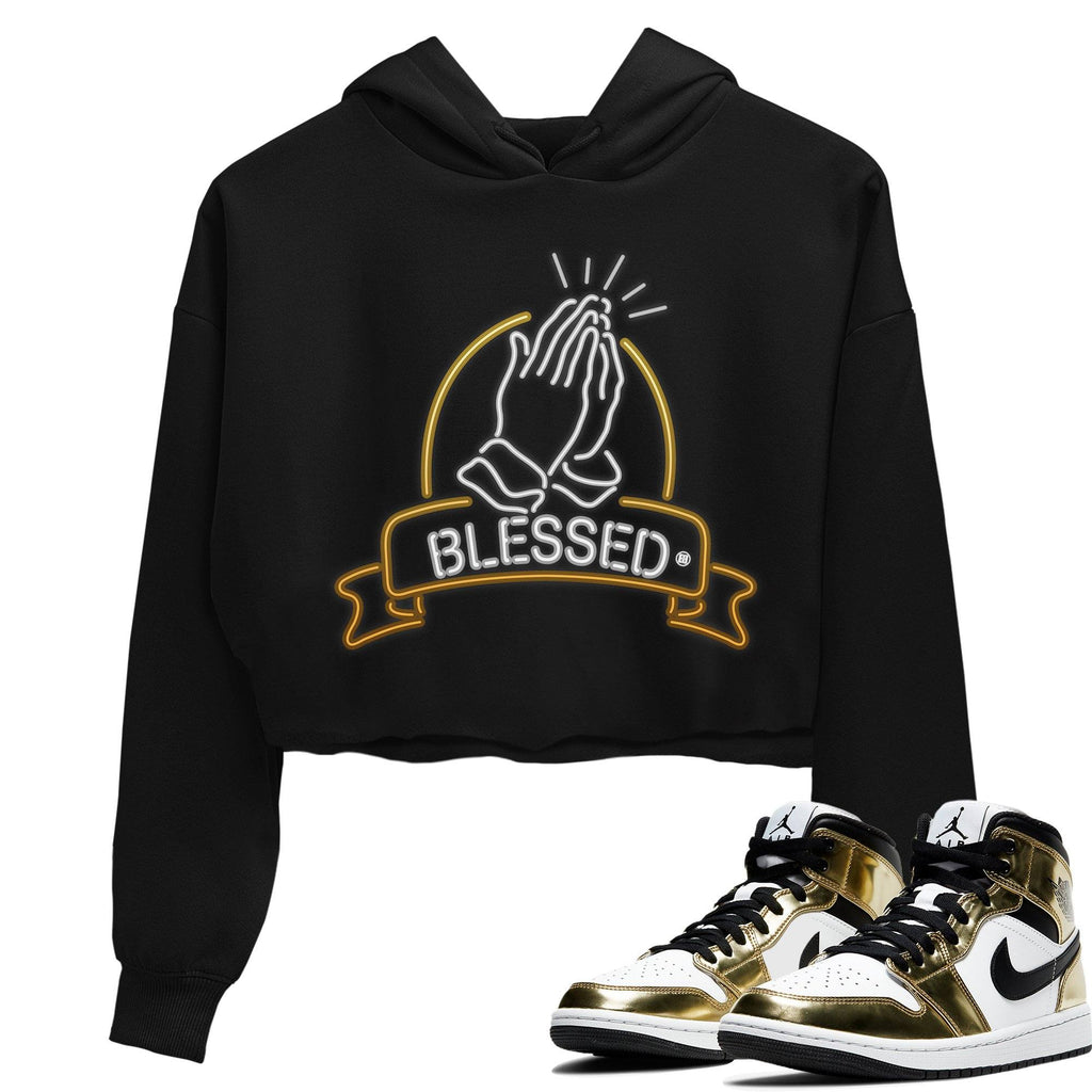 Blessed Match Crop Hoodie | Metallic Gold