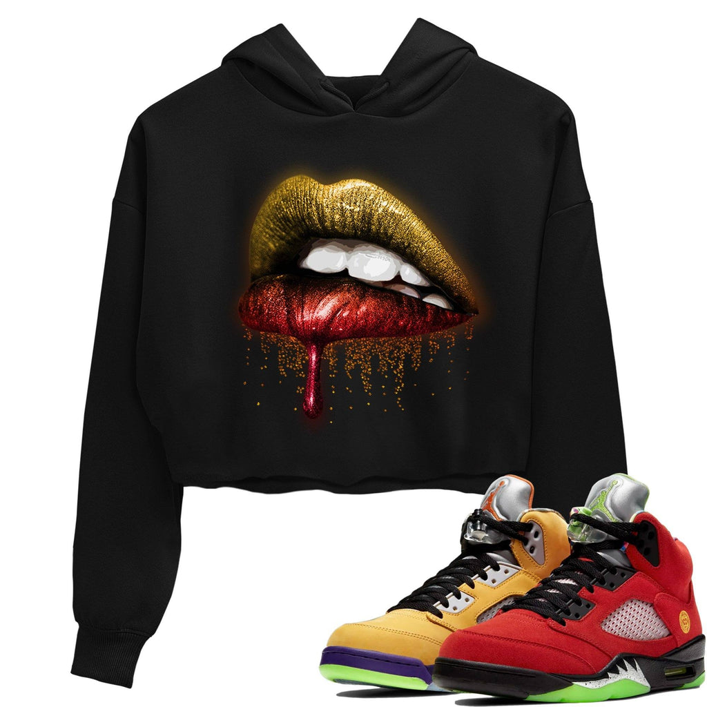 Dripping Lips Match Crop Hoodie | What The