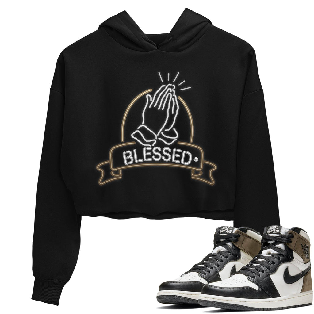 Blessed Match Crop Hoodie | Dark Mocha